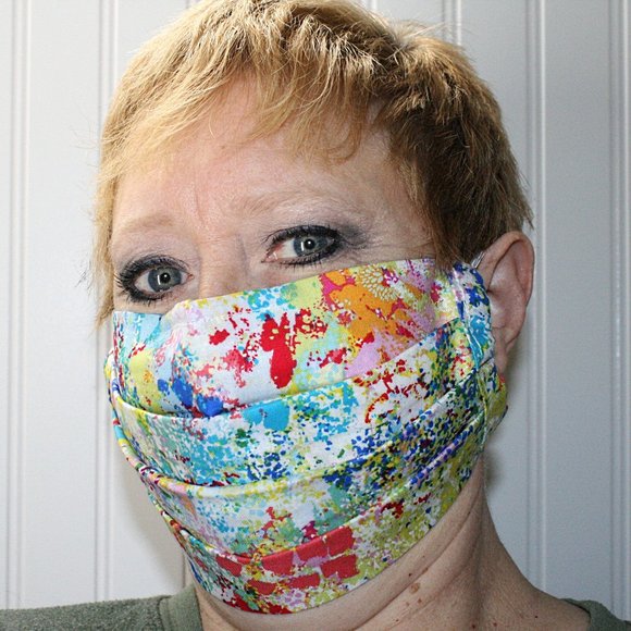 Hand Crafted Accessories - HAND CRAFTED Face Mask Paint Splatter Colorful Cotton - Adult - Pocket Style